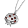 Silver Pomegranate Pendant with Red Gemstones - 1