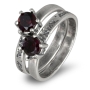 Sterling Silver Blessings Rings with Garnet Stone - 3