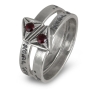 Sterling Silver Blessings Rings with Garnet Stone Triangle - 2