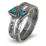 Sterling Silver Blessings Rings with Turquoise Gemstone Triangle - 3