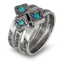 Sterling Silver Blessings Rings with Turquoise Gemstone Square - 2
