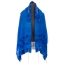 Galilee Silks Floral Royal Blue Silk Tallit for Women  - 1