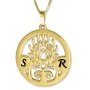 Silver Disc Necklace with Initials (Hebrew / English) - 2