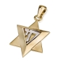 14K Gold Star of David with Chai Pendant Necklace - 2