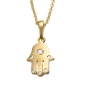 Yaniv Fine Jewelry 18K Gold Hamsa Pendant With 6 White Diamonds (Choice of Color) - 1
