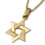 14K Yellow Gold Interlocking Star of David Pendant Necklace - 3