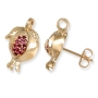 Rafael Jewelry Handcrafted 14K Yellow Gold Pomegranate Earrings With Pink Ruby Stones - 2