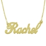  14K Yellow Gold Double Thickness Name Necklace in English - Script - 1
