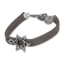 Galis Jewelry Gray Leather Men’s Bracelet with Silver Plated Star of David  - 1