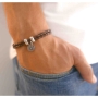 Galis Jewelry Double Strand Brown Leather Men’s Bracelet with Silver Plated Star of David - 2
