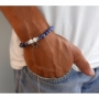 Galis Jewelry White and Sodalite Stones Men’s Bracelet with Silver Star of David - 2