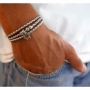 Galis Jewelry Double Wrap Gray Leather Men’s Bracelet with Star of David - 2
