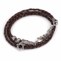 Galis Jewelry Tripple Wrap Brown Leather Men’s Bracelet with Silver Plated Star of David - 2