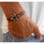 Galis Jewelry Brown Leather Men’s Bracelet with Silver Plated Star of David - 2