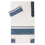 Ronit Gur Off-White and Light Blue Tallit with Blessing Set with Kippah and Bag - 3