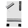 Ronit Gur Black and Gray Stripes and Pattern Tallit with Blessing Set with Kippah and Bag - 3