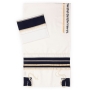 Ronit Gur Navy Blue and Gold Striped Tallit with Blessing Set with Kippah and Bag - 3