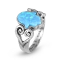 Sterling Silver and Opal Hamsa Ring With Heart Design - 2