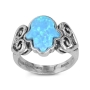 Sterling Silver and Opal Hamsa Ring With Heart Design - 3