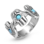 Sterling Silver and Opal Stone Hamsa Ring - 1
