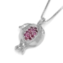 Rafael Jewelry Handcrafted 14K White Gold Pomegranate Pendant Necklace With Pink Ruby Stones - 4