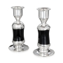 Handcrafted Black Glass and Sterling Silver Shabbat Candlesticks - 2