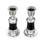 Handcrafted Black Glass and Sterling Silver Shabbat Candlesticks - 3