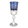 Handmade Blue Glass and Sterling Silver-Plated Kiddush Cup - 1