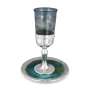 Handmade Dark Blue Glass and Sterling Silver-Plated Kiddush Cup - 2