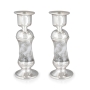 Handcrafted White Glass and Sterling Silver-Plated Shabbat Candlesticks - 3