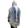 Handwoven Blue Pattern Tallit (Prayer Shawl) Set from Rikmat Elimelech - 1