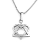 Rafael Jewelry Handcrafted 14K White Gold Heart & Star of David Pendant Necklace - 2