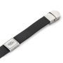 Men's Black Leather Bracelet with Silver-Plated Pendant and Stainless Steel Clasp  - 2