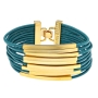 Hagar Satat Leather Gold Stack Bracelet - Turquoise - 1
