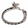 Hagar Satat Silver Plated Lucky Charm Triple Chain Bracelet - Black  - 1