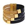 Hagar Satat 24K Gold Plated and Leather Beaded Bracelet - 1