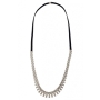 Hagar Satat Silver Colored Long Geometric Leather Necklace - 2