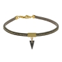 Hagar Satat Gold Plated Suede Arrow Collar with Swarovski Stone – Gray - 2