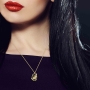 14K Gold and Onyx Necklace Micro-Inscribed in 24K Gold With "I Love You" in 60 Languages and With Diamond-Accented Heart - 6
