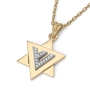 14K Gold Star of David with Diamond Shin - 1
