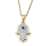 Anbinder Jewelry 14K Gold Diamond Hamsa Pendant with Blue Enamel Star of David - 4