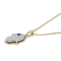 Anbinder Jewelry 14K Gold Diamond Hamsa Pendant with Blue Enamel Star of David - 5