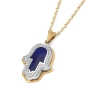 Anbinder Jewelry 14K Gold Hamsa Diamond Pendant with Blue Enamel - 2