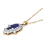 Anbinder Jewelry 14K Gold Hamsa Diamond Pendant with Blue Enamel - 3