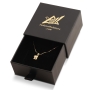 Petite 14K Gold Chai Pendant Necklace with Diamond "Shadow" - 7