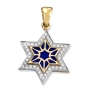  Chic 14K Yellow Gold and Blue Enamel Star of David Pendant With 42 Diamonds - 3