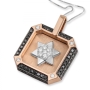 Men's 14K Gold Pendant with Star of David and Black and White Diamonds - 3
