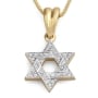 14K Gold Star of David Pendant Necklace with 30 Diamonds (Choice of Color) - 5