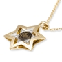 14K Gold Star of David Pendant with Diamonds and Western Wall Motif - 2