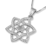 14K Gold Stylized Star of David Pendant with Diamonds and Central Star - 3